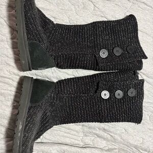 UGG Black Knit Button Boots